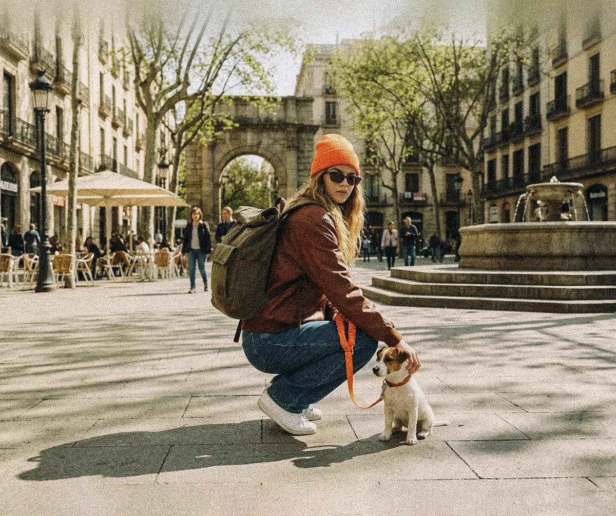 Paseadora con varios perros en la calle